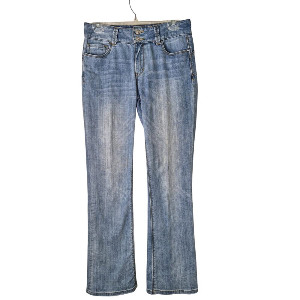 Boston Proper Jeans Womens Size 6 Boot Cut Distressed Denim Light Wash High Rise